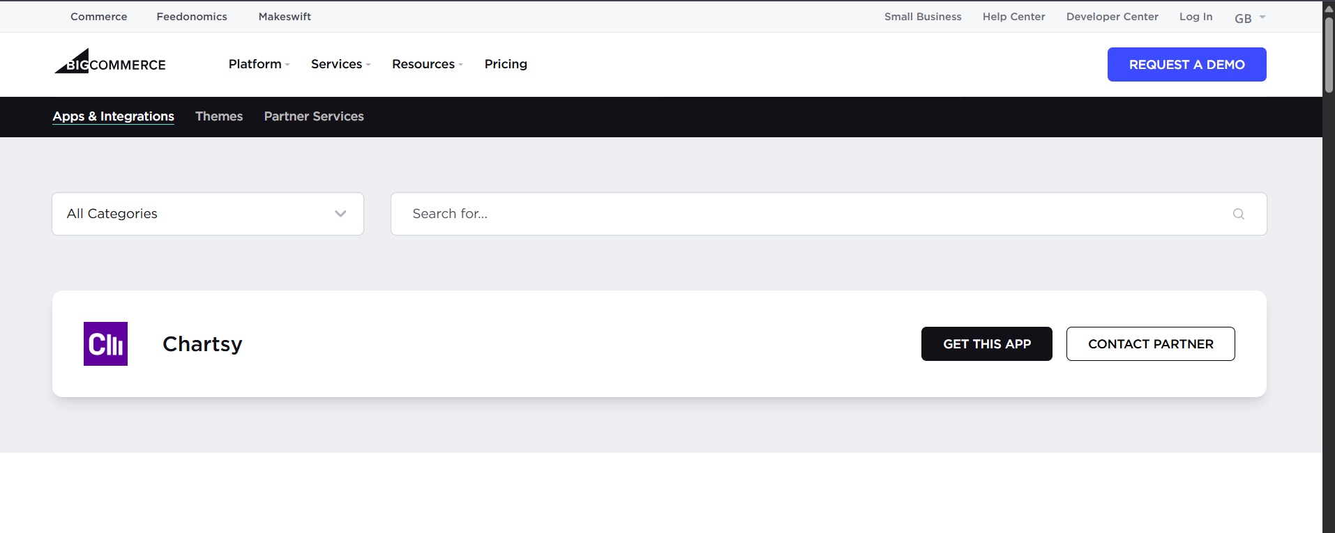 BigCommerce app installation page for Chartsy